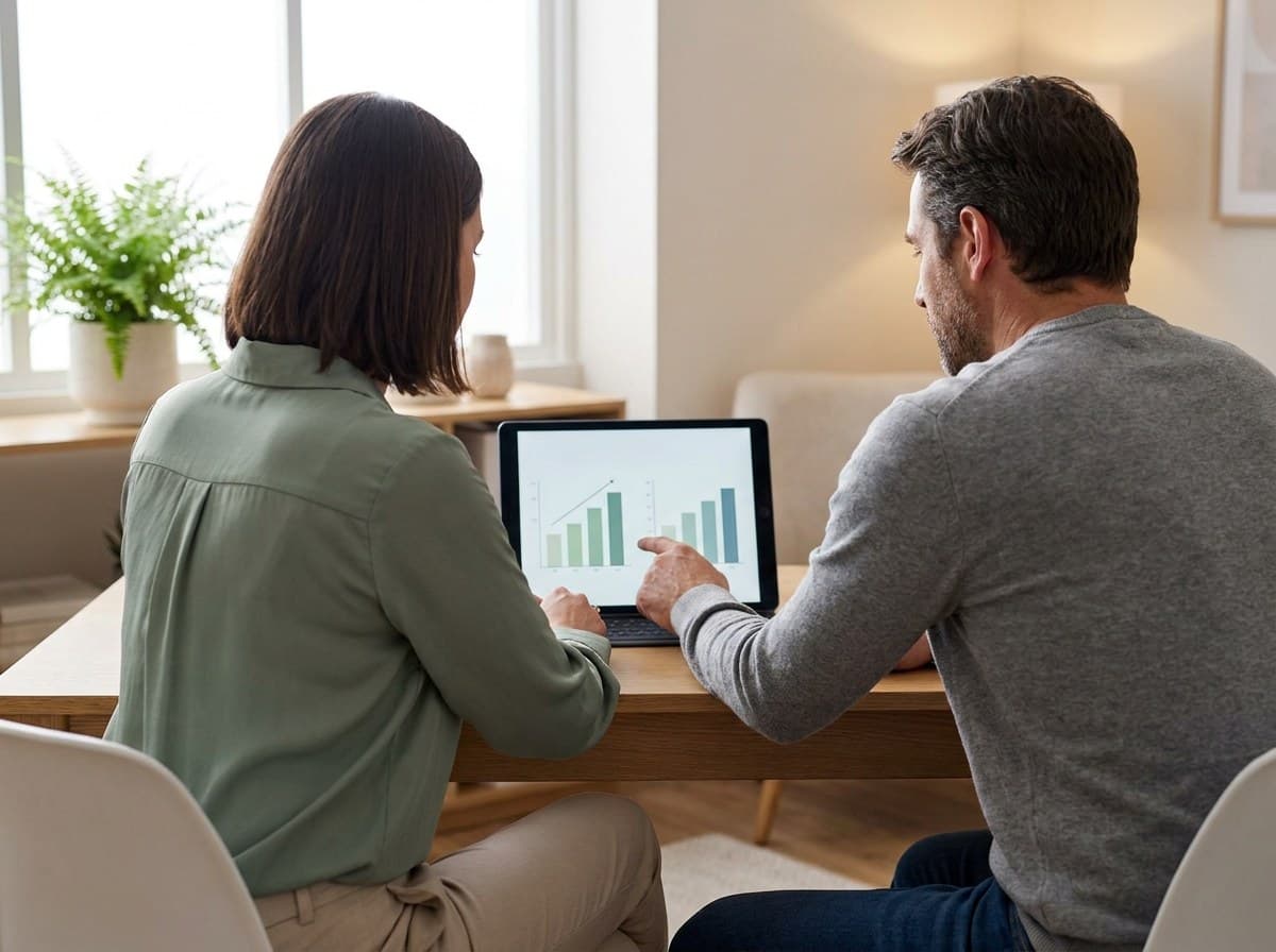 A clinician and patient reviewing progress charts together on a tablet.